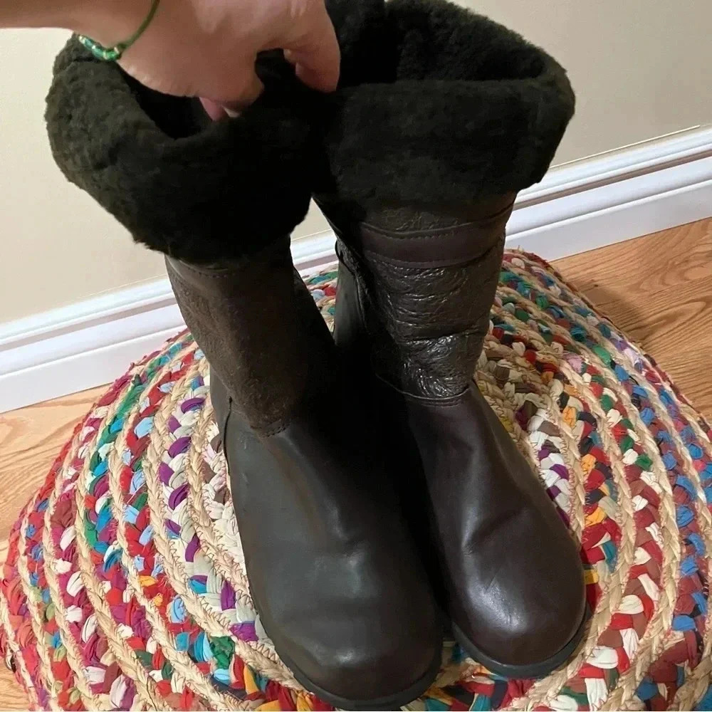 Martino brown chocolate leather  boots